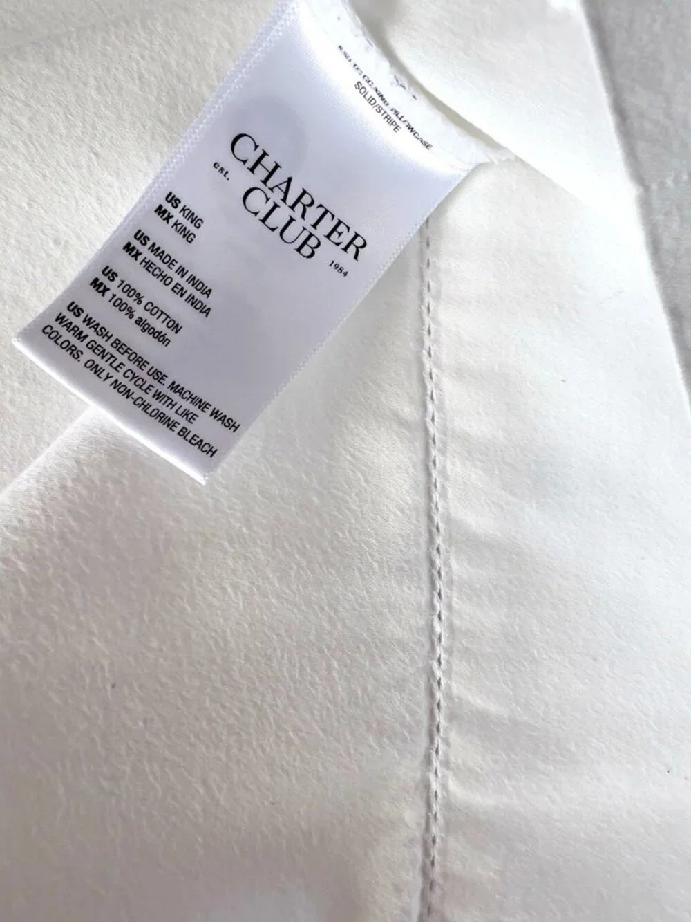 CHARTER CLUB King WHITE Pillowcases Pair 100% Cotton Luxury Damask PRISTINE